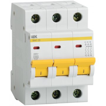 Выключатель автоматический 3P IEK ВА47-29, номинал 8А, тип C
