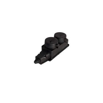 Розетка двухместная с заглушками каучук 2Р+РЕ 16А 250В IP44
