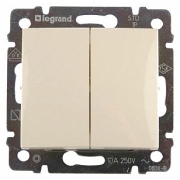 Выключатель встраиваемый двухклавишный Legrand Valena 774305 (слоновая кость) Выключатель встраиваемый двухклавишный Legrand Valena 774305 (слоновая кость)