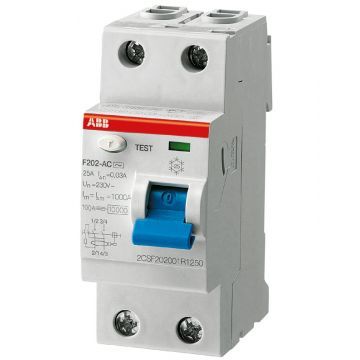 УЗО 2х-полюсное ABB F202 AC 40/0.1, номинальный ток 40А