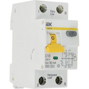 Дифференциальный автомат 1P+N IEK АВДТ32 С10/0.03А, номинальный ток 10А Дифференциальный автомат 1P+N IEK АВДТ32 С10/0.03А, номинальный ток 10А