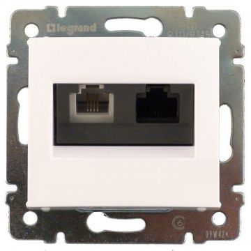 Интернет-розетка двойная RJ45 5e UTP Legrand Valena 774231 (белая) Интернет-розетка двойная RJ45 5e UTP Legrand Valena 774231 (белая)