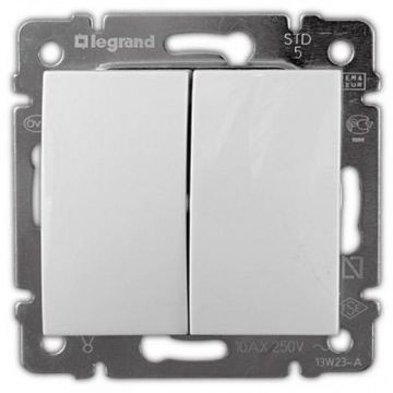 Переключатель двухклавишный Legrand Valena 774408 (белый) Переключатель двухклавишный Legrand Valena 774408 (белый)
