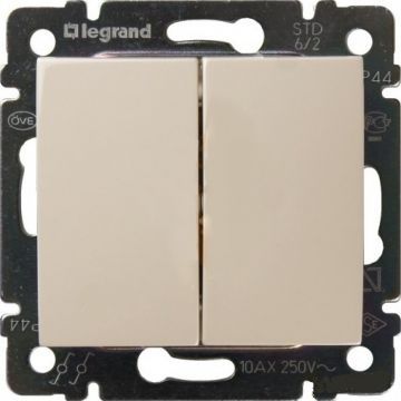 Переключатель двухклавишный Legrand Valena 774308 (слоновая кость) Переключатель двухклавишный Legrand Valena 774308 (слоновая кость)